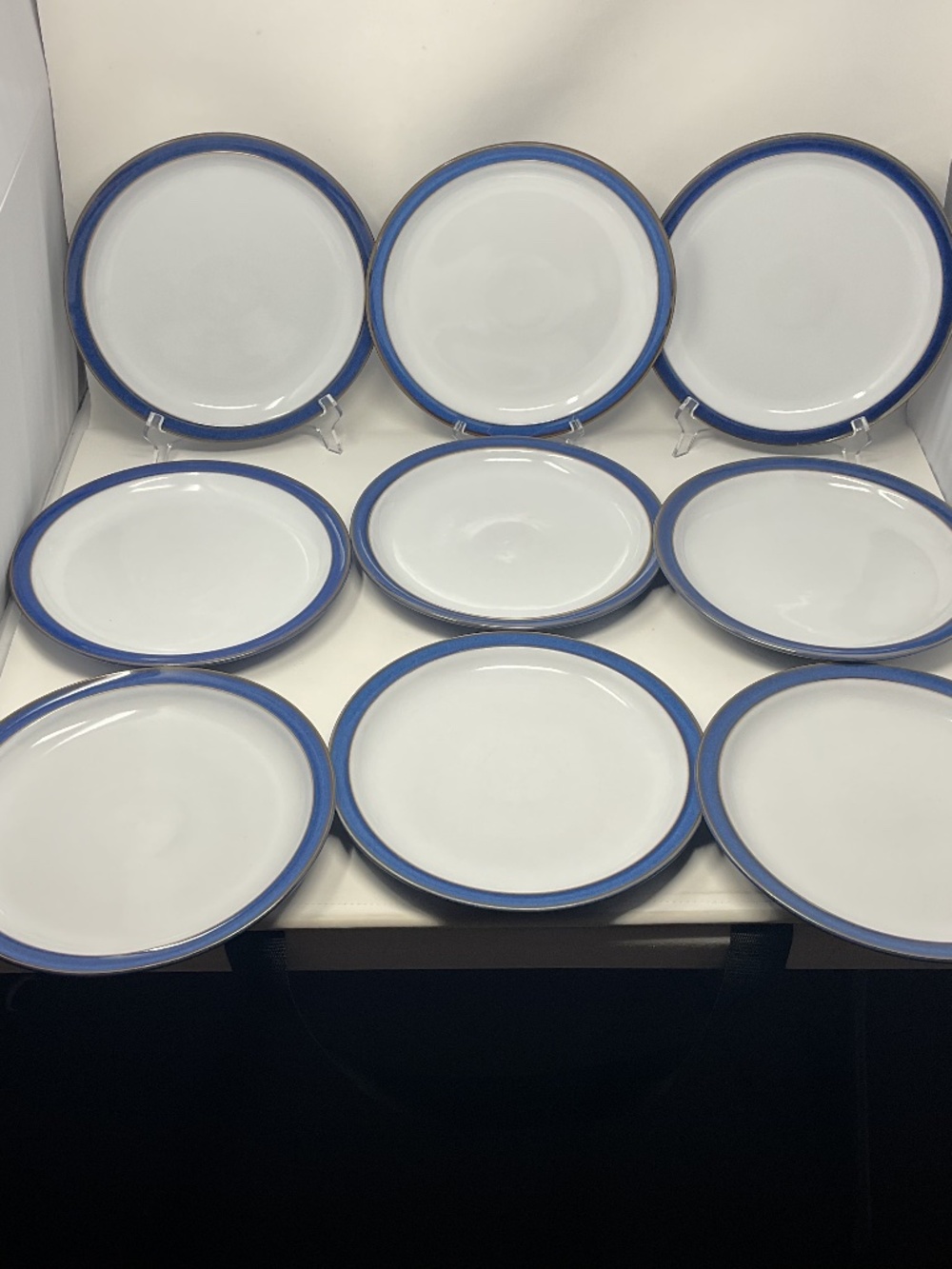 9 Denby imperial Blue Stoneware Dinner Plates